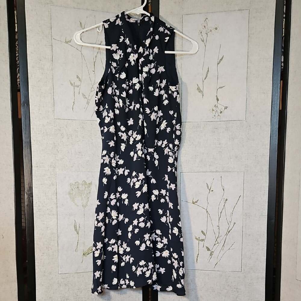 LOFT Black Midi Sheath Dress with Halter Neckline for Work